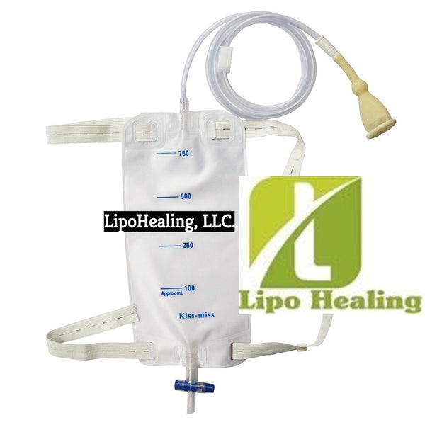 Disposable Urinal Leg Bag Collector Catheter Male Portable Men's Urinal 750ml KIT Free LIPOFOAM Strips and Alcohol Wipes